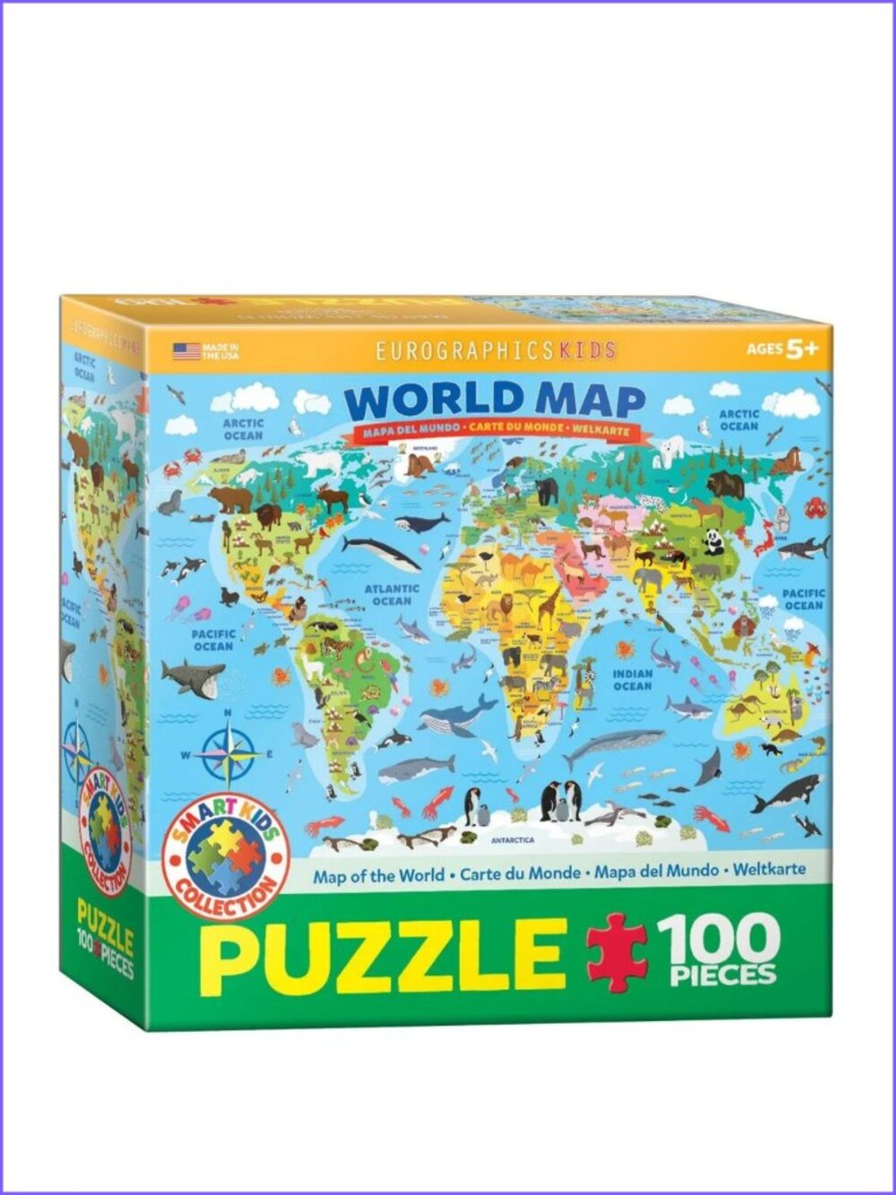 Eurographics 100pcs Puzzle--World Map-Animal New In Box